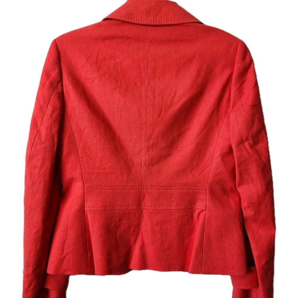 NWT Talbot's Women's Red/Coral Linen Blend One Button Blazer Career Office Sz 4 - Picture 8 of 10